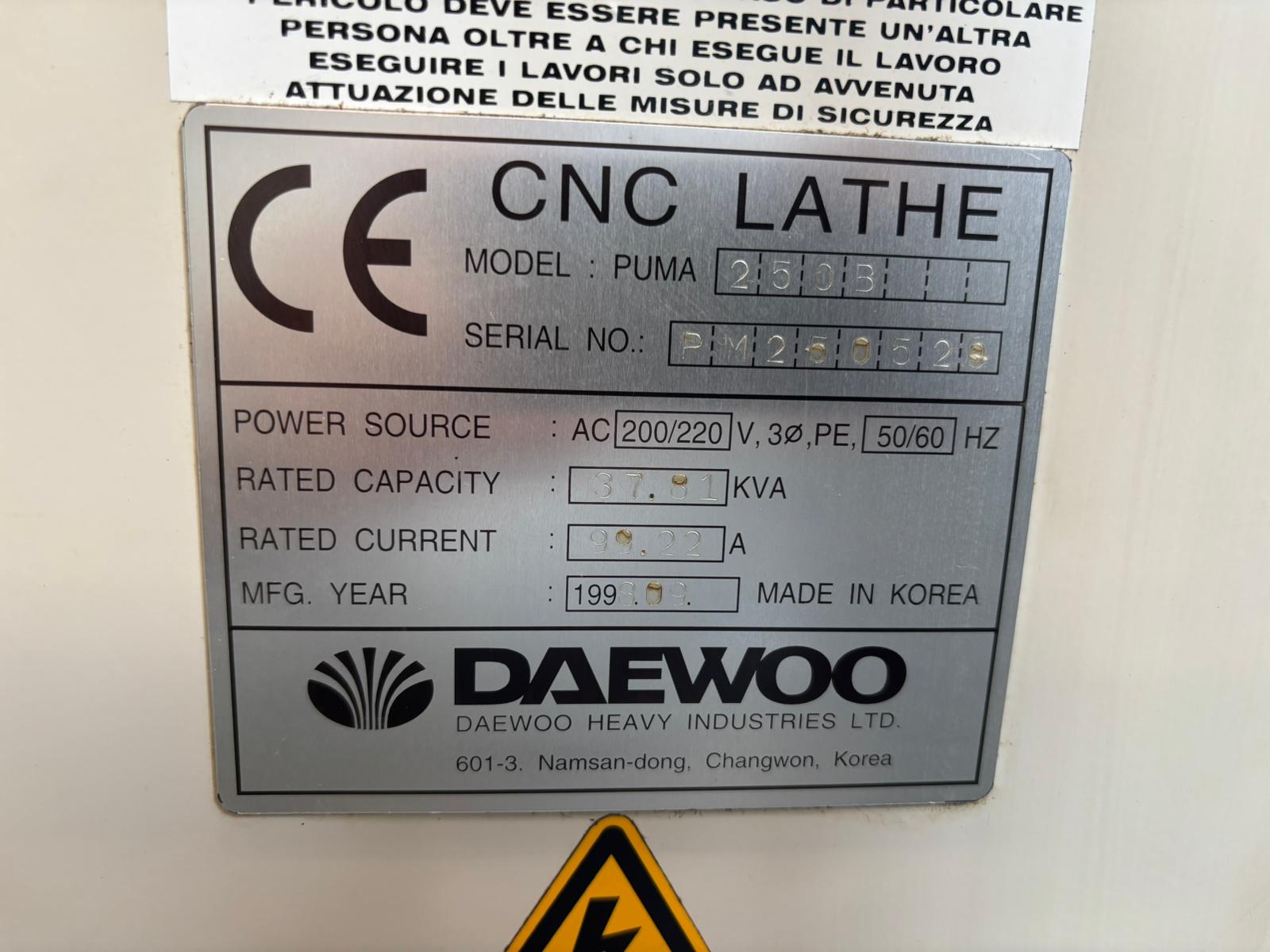 Cnc lathe DAEWOO PUMA 250B