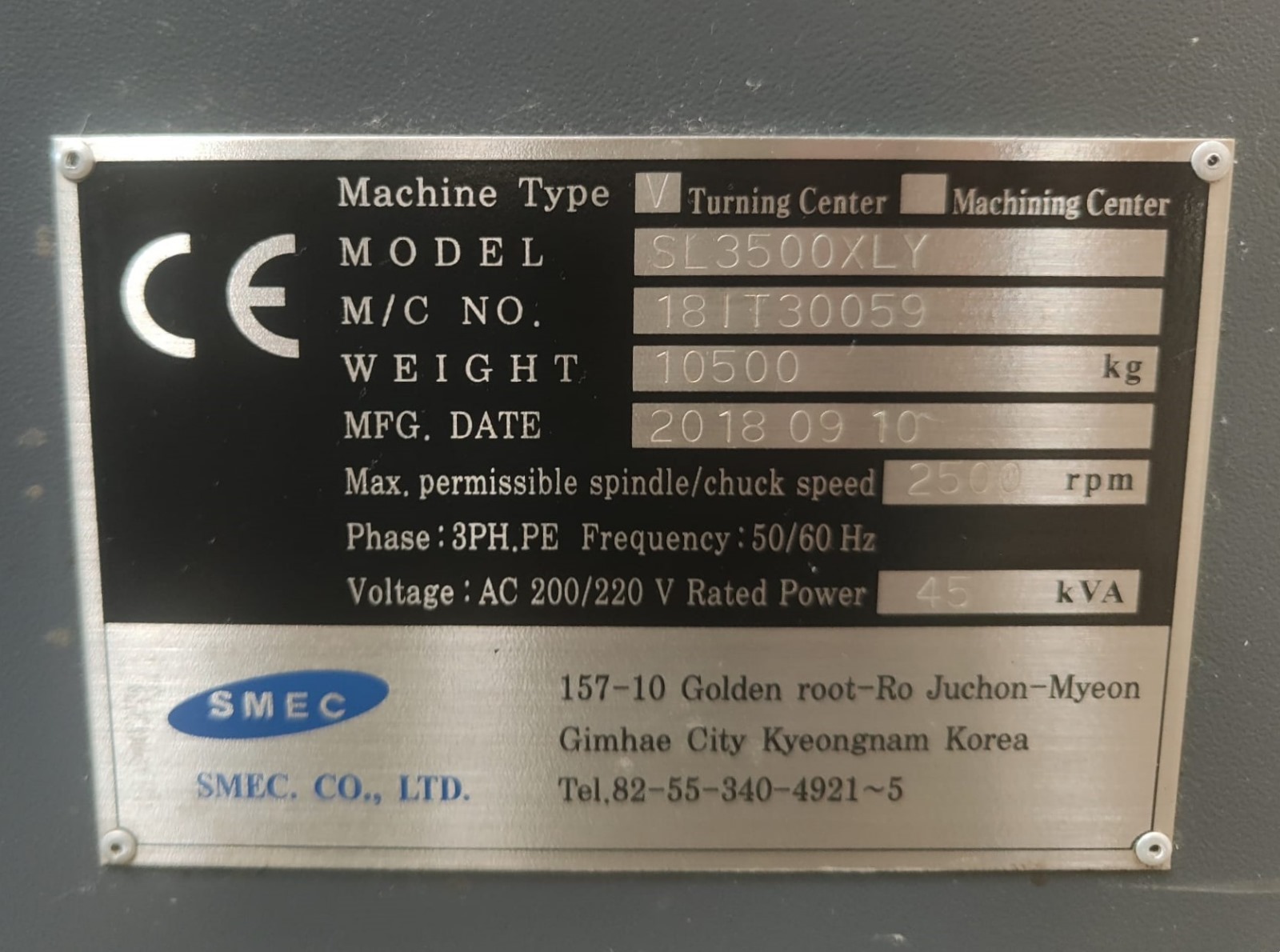 Cnc lathe SMEC SL3500XLY