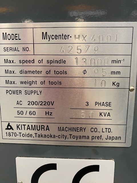 Horizontal machining center KITAMURA HX400i