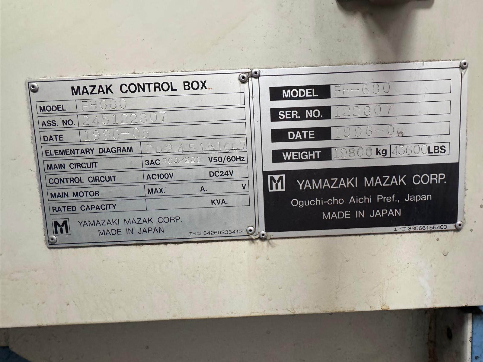 Horizontal machining center MAZAK FH-680