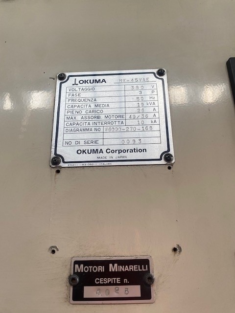 Vertical machining center OKUMA MX 45 VAE